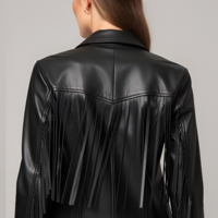 Crafted Leather Classic Designer Women Black Leather Fashion Jacket Motorcycle - Thumbnail 1