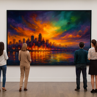 Colorstorm Metropolis Abstract Skyline at Dusk - Thumbnail 1