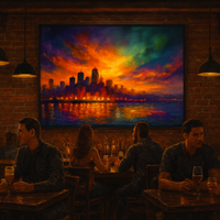 Colorstorm Metropolis Abstract Skyline at Dusk - Thumbnail 2