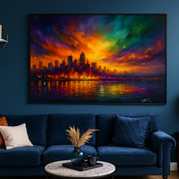 Colorstorm Metropolis Abstract Skyline at Dusk - Thumbnail 4