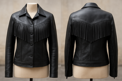 Crafted Leather Classic Designer Women Black Leather Fashion Jacket Motorcycle