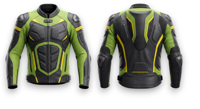 Crafted Leather Design Racing Green Black Leather Biker Motorcycle Jacket