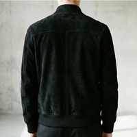 Crafted Leather Men Black Suede Leather Jacket Motorcycle - Thumbnail 1