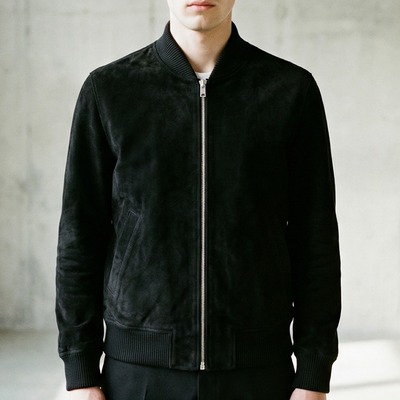 Crafted leather men black suede leather jacket motorcycle - Thumbnail 2