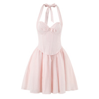 Herringbone steel halter neck mesh camisole dress - Thumbnail 6