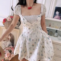 Sweet floral lace patchwork waist-cinching dress - Thumbnail 4