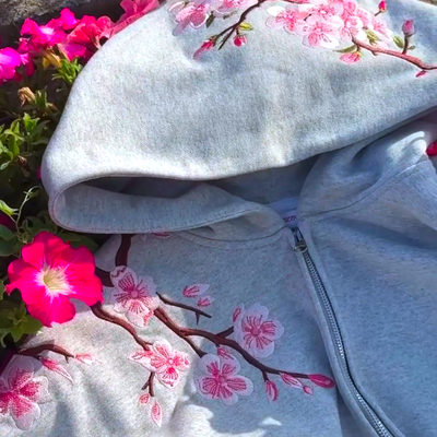 Sakura blossom zip hoodie  