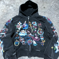 RETRO GOTHIC CROPPED ZIP (Black) - Thumbnail 1