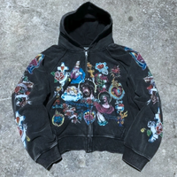 RETRO GOTHIC CROPPED ZIP (Black) - Thumbnail 2