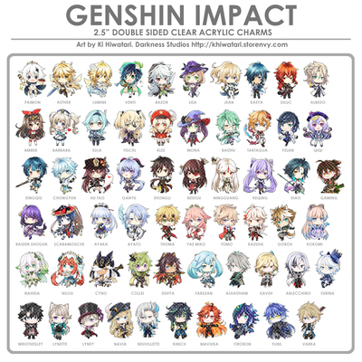 Genshin impact 2.5" clear acrylic charms