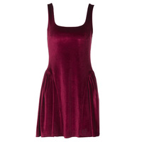 Fashionable velvet sleeveless puff vest dress - Thumbnail 1