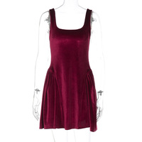 Fashionable velvet sleeveless puff vest dress - Thumbnail 3