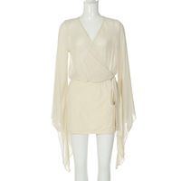 V-neck long-sleeved puff-sleeved sexy backless loose dress - Thumbnail 3