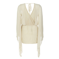 V-neck long-sleeved puff-sleeved sexy backless loose dress - Thumbnail 5