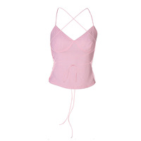 Fashionable floral beaded sequined special fabric super short backless camisole - Thumbnail 1