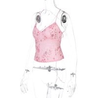 Fashionable floral beaded sequined special fabric super short backless camisole - Thumbnail 6