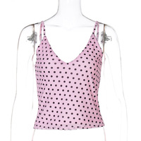 Fashionable polka dot print versatile fitted sexy V-neck camisole - Thumbnail 1