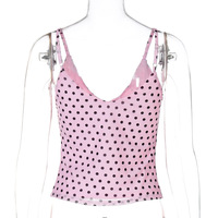 Fashionable polka dot print versatile fitted sexy V-neck camisole - Thumbnail 5
