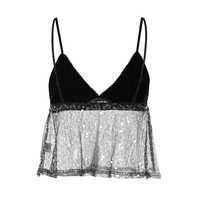 Sexy strapless crop top with mesh and sequins - Thumbnail 6