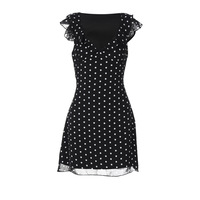 Sexy V-neck patchwork mesh waist-cinching versatile short dress - Thumbnail 6