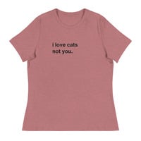 I Love Cats Not You White Funny Quote Bright T-Shirt - Thumbnail 3