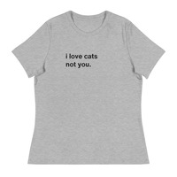 I Love Cats Not You White Funny Quote Bright T-Shirt - Thumbnail 9
