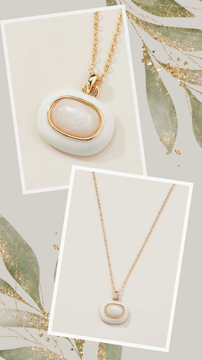 White Quartz Enamel Necklace - FINAL SALE