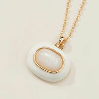 White Quartz Enamel Necklace - FINAL SALE - Thumbnail 1