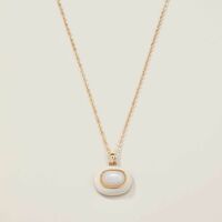 White Quartz Enamel Necklace - FINAL SALE - Thumbnail 2