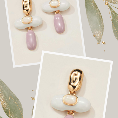 White quartz enamel earrings - final sale