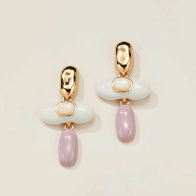 White quartz enamel earrings - clearance
