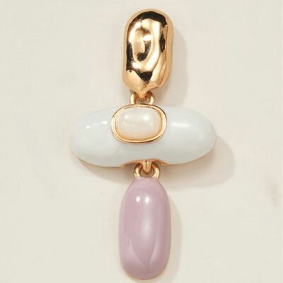 White quartz enamel earrings - clearance