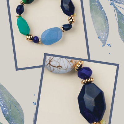 Blue modern mosaic bracelet - final sale - Thumbnail 1