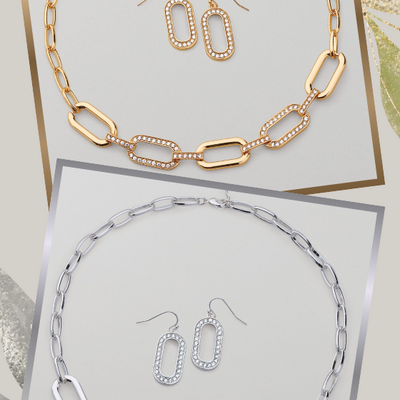 Pavé link necklace & earring set - final sale - Thumbnail 5