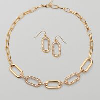 Pavé Link Necklace & Earring Set - FINAL SALE - Thumbnail 1