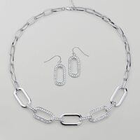 Pavé Link Necklace & Earring Set - FINAL SALE - Thumbnail 2