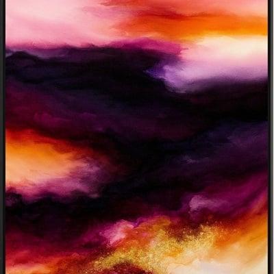 Prismatic storm fiery abstract in orange and magenta