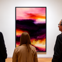 Prismatic Storm Fiery Abstract in Orange and Magenta - Thumbnail 1