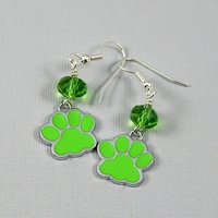 Dog Paw Charm Earrings with Crystal – Handmade Pet Lover Jewelry on Hypoallergenic Earwires - Thumbnail 2