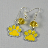 Dog Paw Charm Earrings with Crystal – Handmade Pet Lover Jewelry on Hypoallergenic Earwires - Thumbnail 4