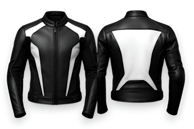 Crafted Leather Design Black White Racing Biker Motorcycle Jacket