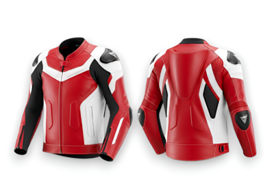 Crafted Leather Design Red White Black Racing Biker Motorcycle Jacket
