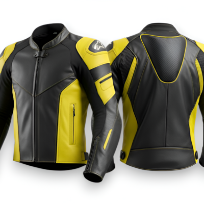 Crafted leather classic designer black yellow racing biker motorcycle jacket
