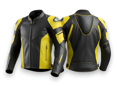 Crafted Leather Classic Designer Black Yellow Racing Biker Motorcycle Jacket