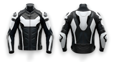 Crafted Leather Design Black White Racing Biker Motorcycle Jacket