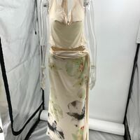 Sexy backless halter neck top and fitted printed long skirt two-piece set - Thumbnail 1