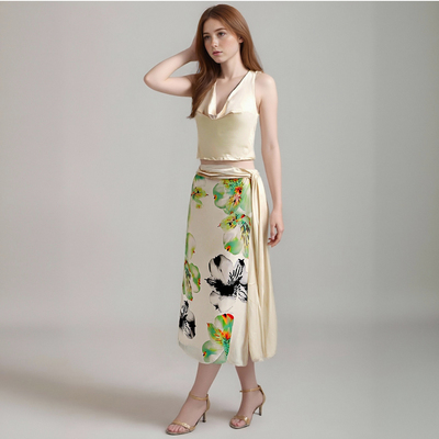 Sexy backless halter neck top and fitted printed long skirt two-piece set - Thumbnail 2