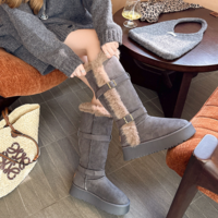 Retro Warm Knee-high Snow Boots - Thumbnail 7