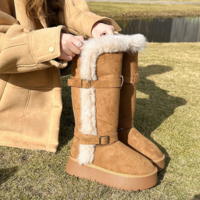Retro Warm Knee-high Snow Boots - Thumbnail 1