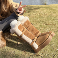 Retro Warm Knee-high Snow Boots - Thumbnail 2